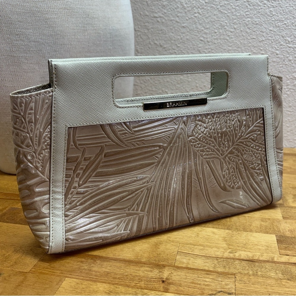 Brahmin Mod Claire Clutch Moonlight Metallic Palm Embossed Leather - Picture 3 of 16